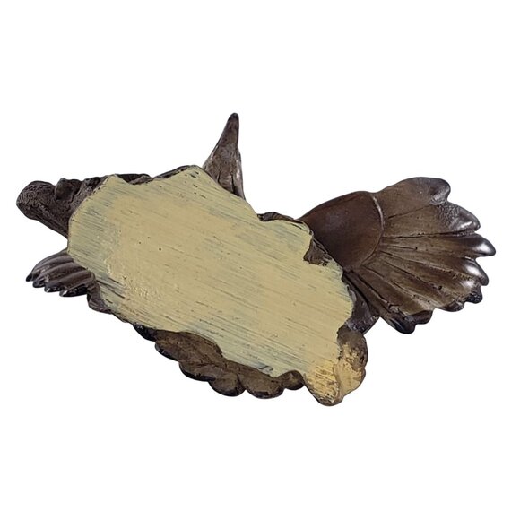 Hand Painted Bald Eagle Taking Off Figurine Faux Wood Resin Vintage Bird - Picture 5 of 8